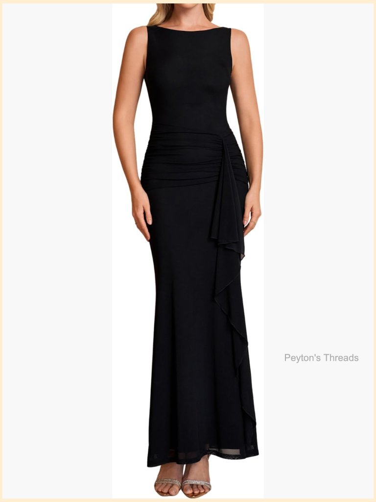 Ruffled Maxi Dress Bodycon Formal Cocktail Party Dress